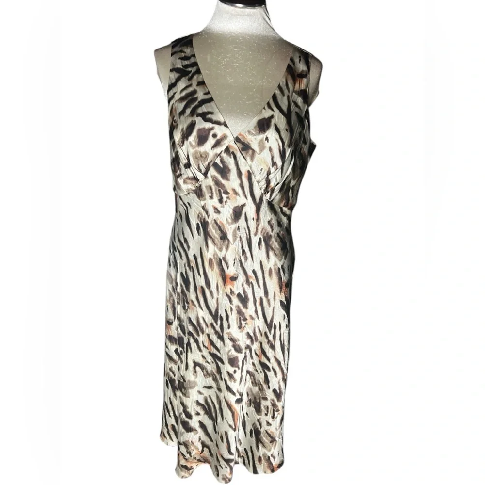 Lane Bryant vtg animal print Sleeveless Sheath 100% silk Dress 14 - Picture 1 of 8